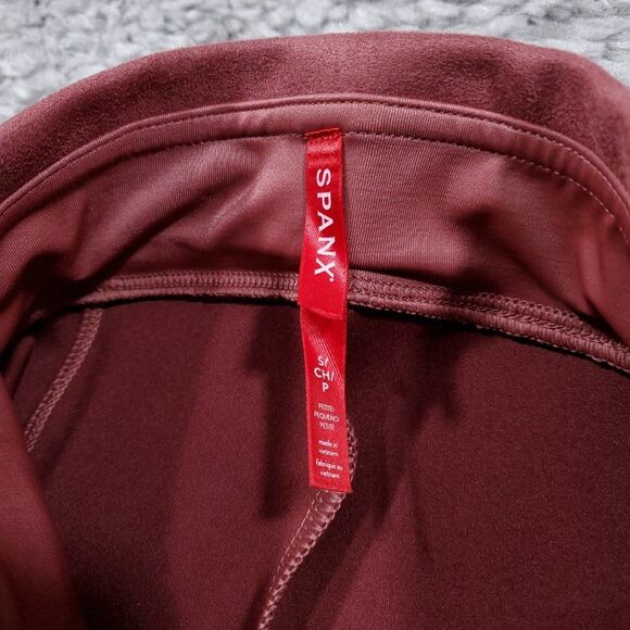 READ Spanx Faux Suede Leggings Rich Rose Pink Size Small Petite Pull On - Picture 5 of 12